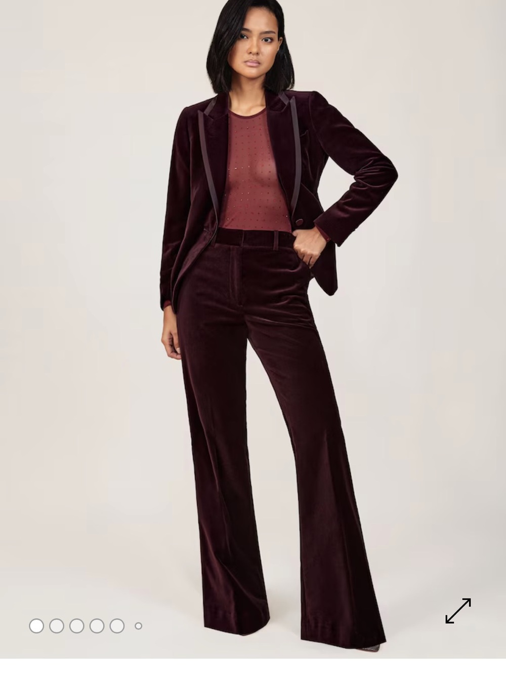 REISS Velvet Suit in Burgendy - Picture 10 of 11